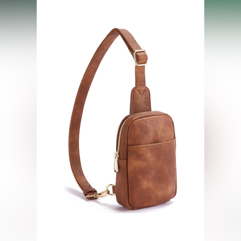 Telena Small Sling Bag for Women Leather Crossbody Fanny Packs Chest Bag